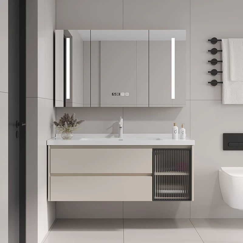 

Display Luxury Vanity Bathroom Cabinet Mirror Modern Sink Floor Bathroom Cabinet Toilet Metal Badkamer Kast Home Furniture DQ