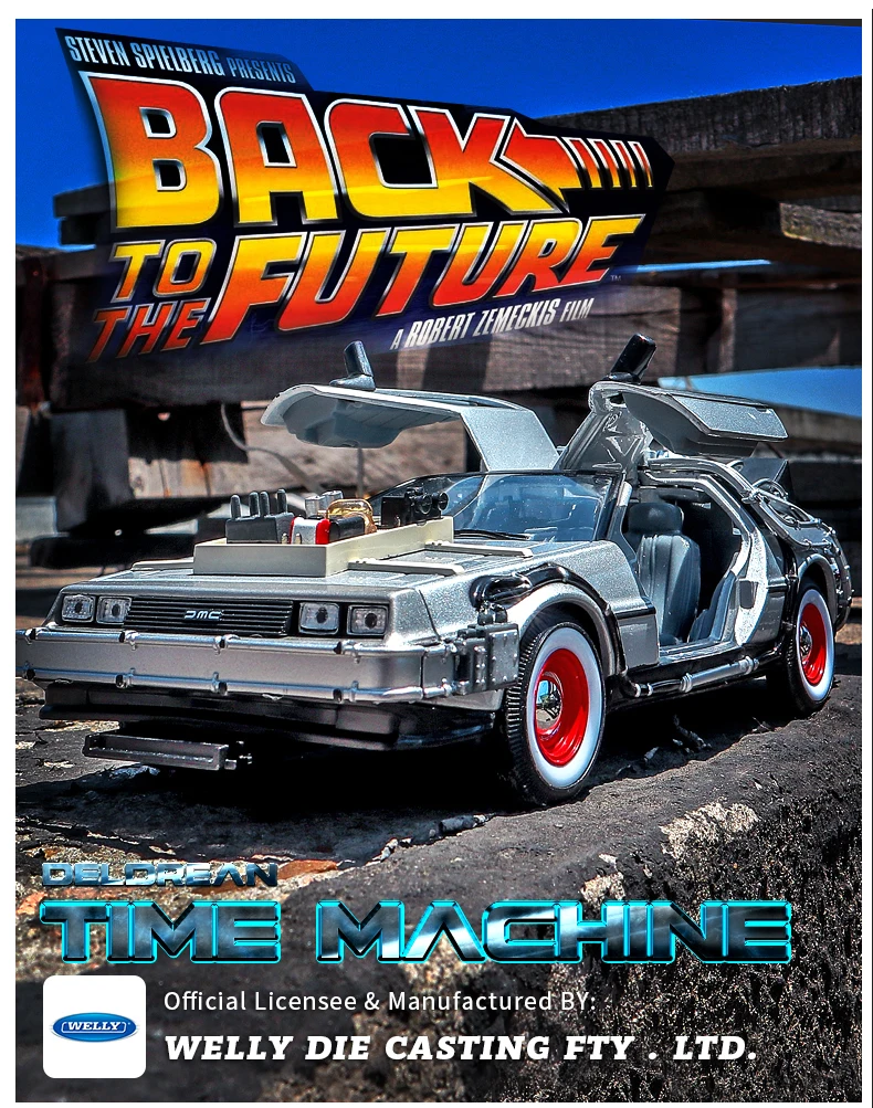 WELLY 1:24 Back To The Future Time Machine Diecast Alloy