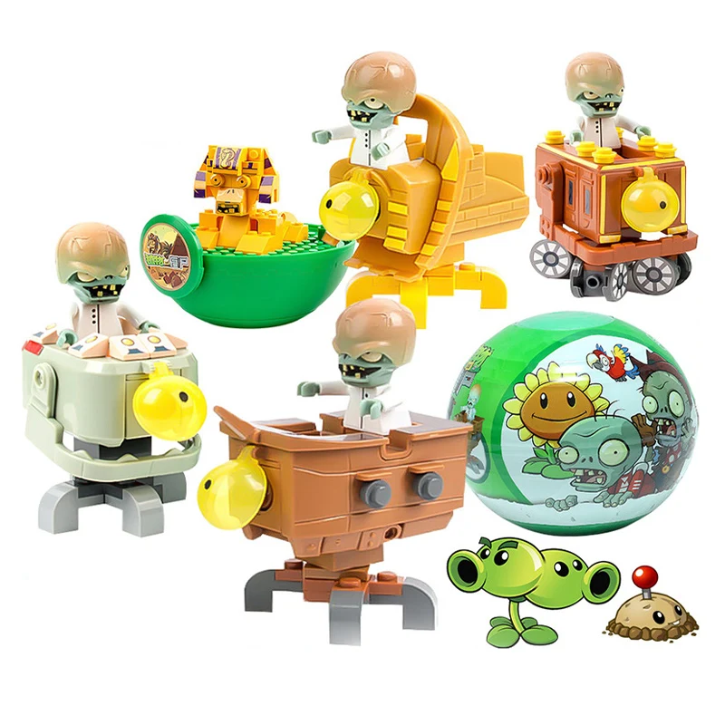 Piante Vs. Zombies Boss Giant Capsule Blind Box Anime Action Character Scene Assembly Building Block Gashapon Toys