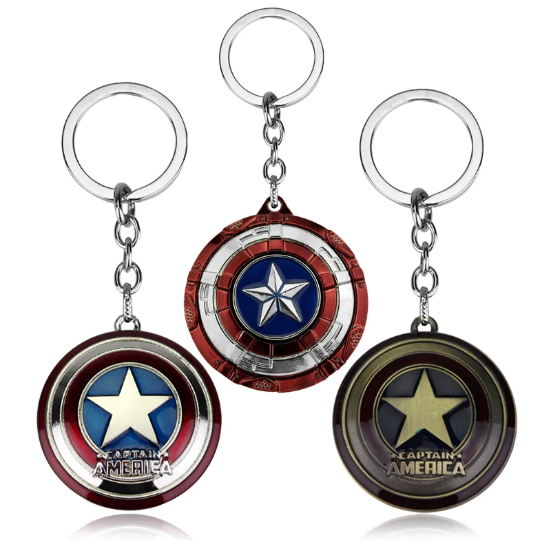 Avengers Captain America Shield Key Ring Double-sided Whirling Metal keyring 