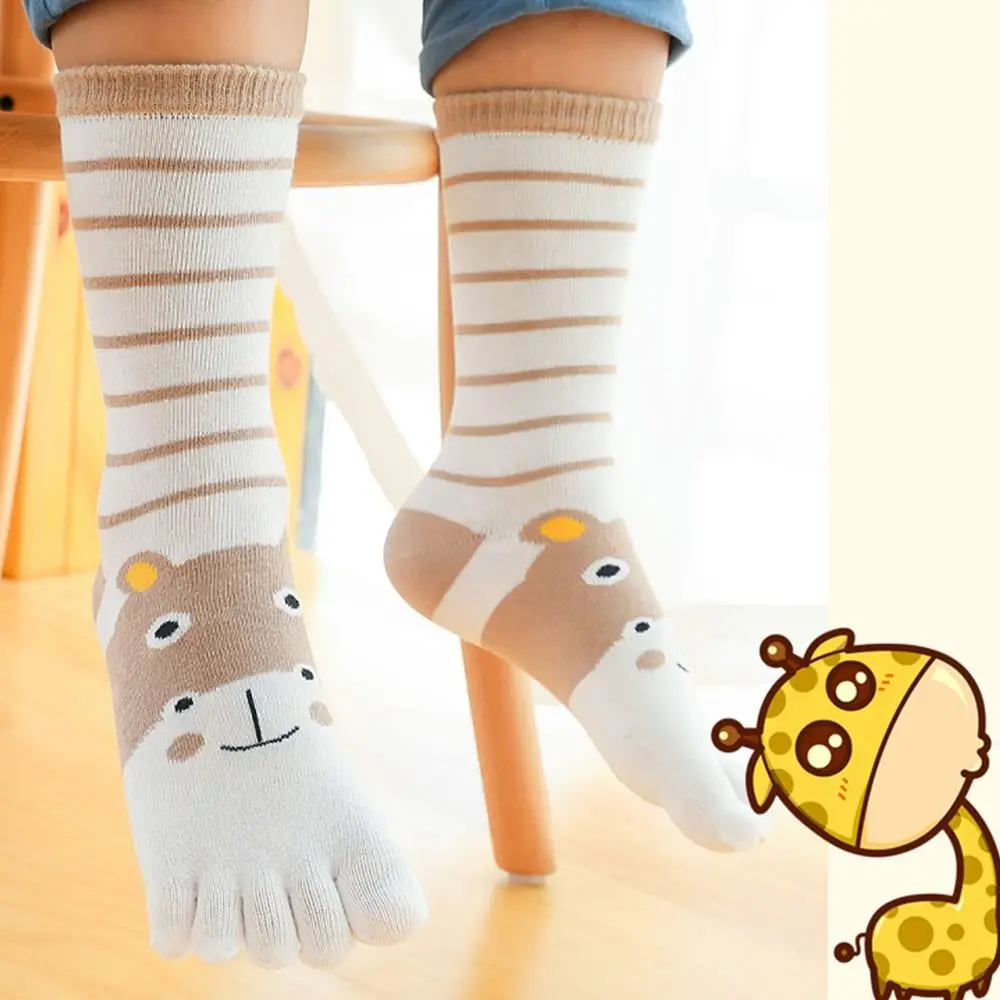 Breathable Children's Long Tube Socks Healthy Sweat-absorbing Five-finger Socks Cotton Socks