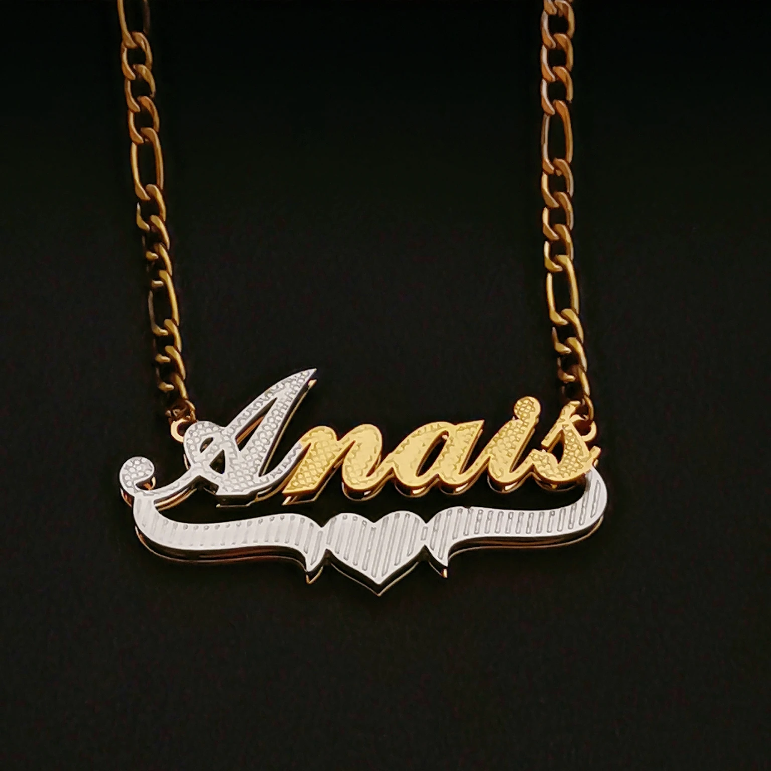 Personalized 3D Nameplate Necklaces Custom Double Layered Necklace Double Colors Name Gold Plated Pendant Jelwery Gifts