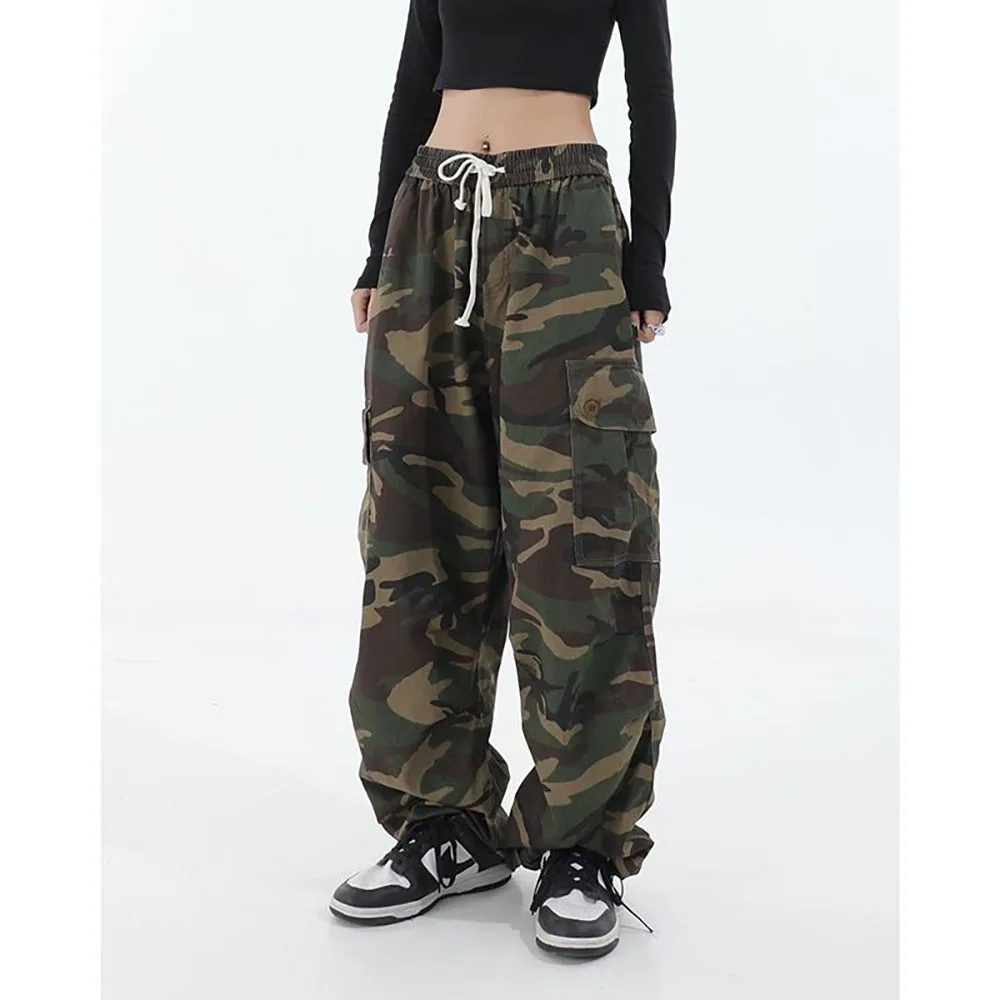 

Street Retro Hip-hop Camo Overalls Girth Trousers Sweatpants Pants Women's Wide Leg Fashion Casual Camouflage Pants