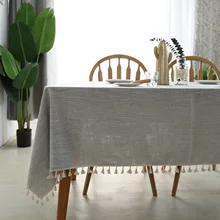 

Cotton Tablecloths, Waterproof Table Covers Pure Color Simplicity Light Gray Dining Table Coffee Table Deco