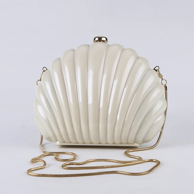 Acrylic Seashell Handbags Metal Snake Chain Shoulder Crossbody Bag for Women 2023 Fashion Box
