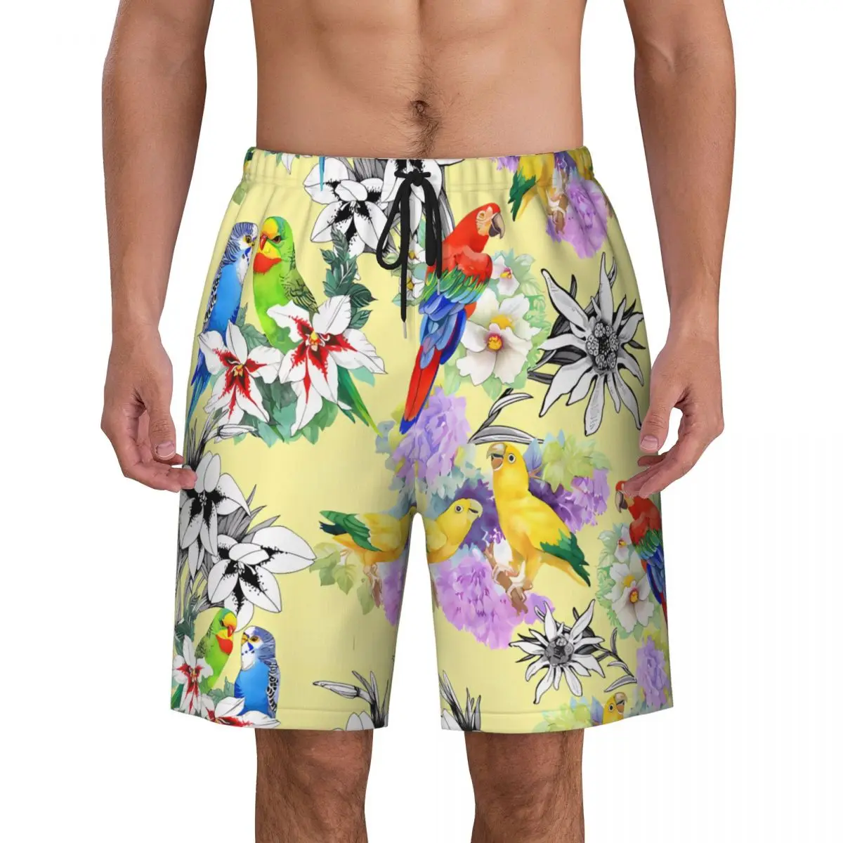 

Плавки мужские для бега и плавания, модные повседневные пляжные шорты с рисунком попугая ара, быстросохнущие плавки для плавания, лето
