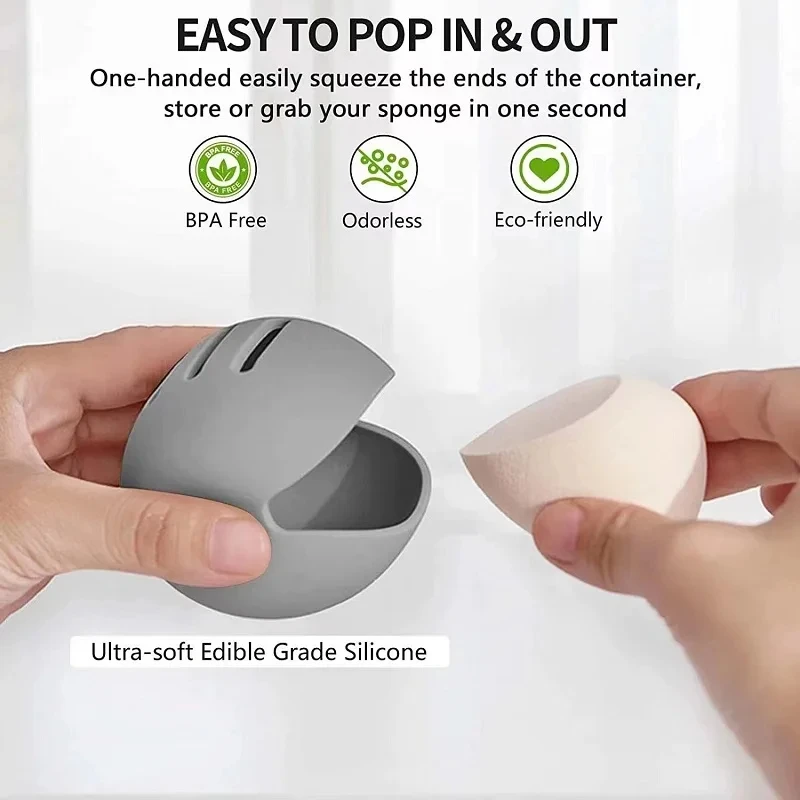 Makeup Sponge Holder Shatterproof Eco-Friendly Silicone Beauty Make Up Blender Case for Travel Gift ble Cosmetic Puff Holder Box 3