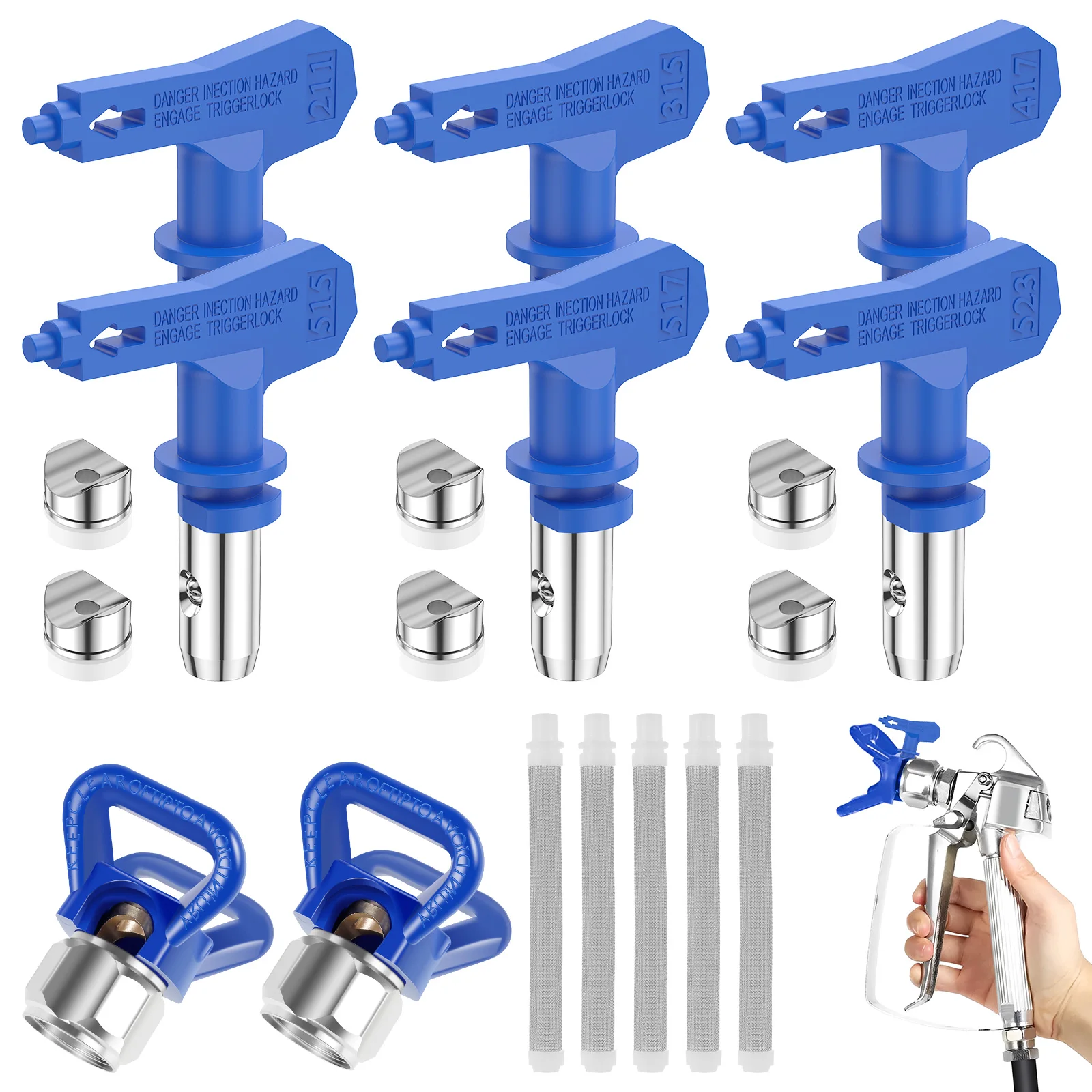 

13Pcs Airless Paint Nozzles Reversible 211 315 417 515 517 523 Paint Sprayer Tips Replacement Paint Machine Accessories with