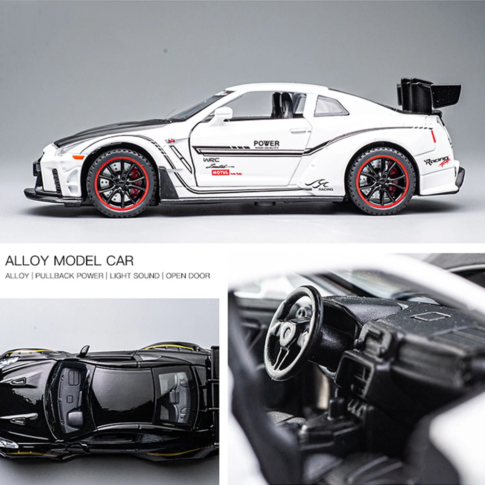 1/32 1/24 GTR R35 Racing Car Model Toy Alloy Diecast & Toy Vehicles Children Kids Toys Car with Sound and Light for Boys Gifts 4