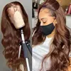 Chocolate Brown Body Wave Lace Front Wig HD Transparent Lace Frontal Wig Human Hair Pre Plucked Colored Human Hair Wigs On Sale 2