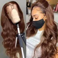 Chocolate Brown Body Wave Lace Front Wig HD Transparent Lace Frontal Wig Human Hair Pre Plucked Colored Human Hair Wigs On Sale 2