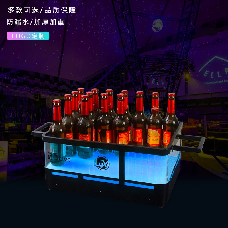 24 piece LED lighting forged iron ice bucket, suitable for champagne and beer ice buckets in nightclubs, bars, and KT