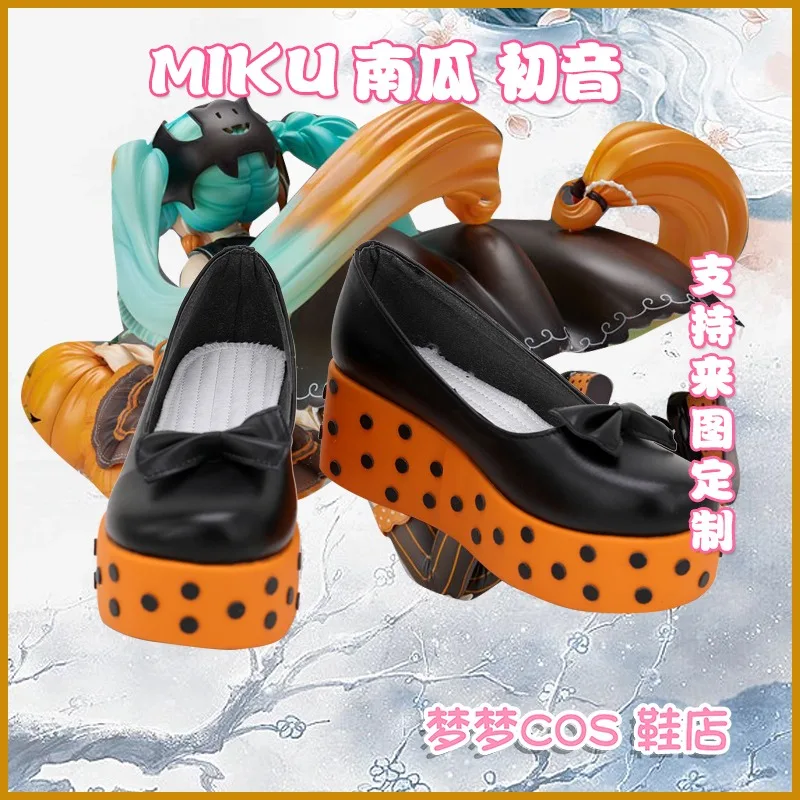 miku-cosplay-costume-shoes-handmade-faux-leather-pumpkin-polka-dot-thick-sole-wedge-heels-shoes