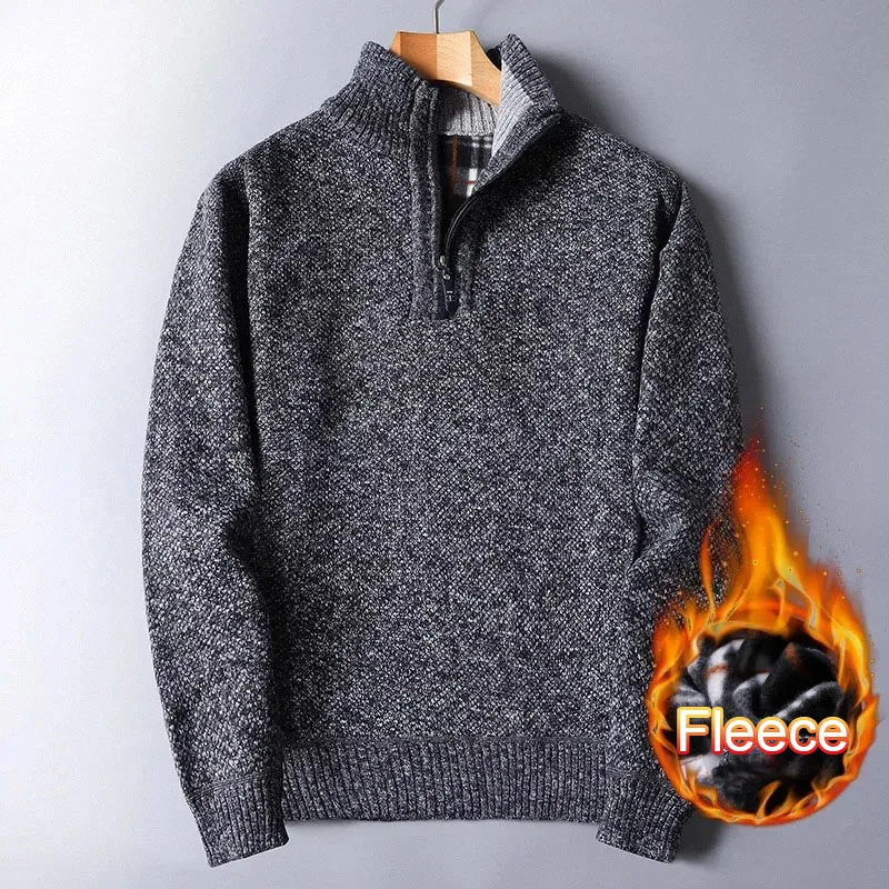 سترة رجالية للخريف والشتاء مبطنة برقبة وهمية سميكة...