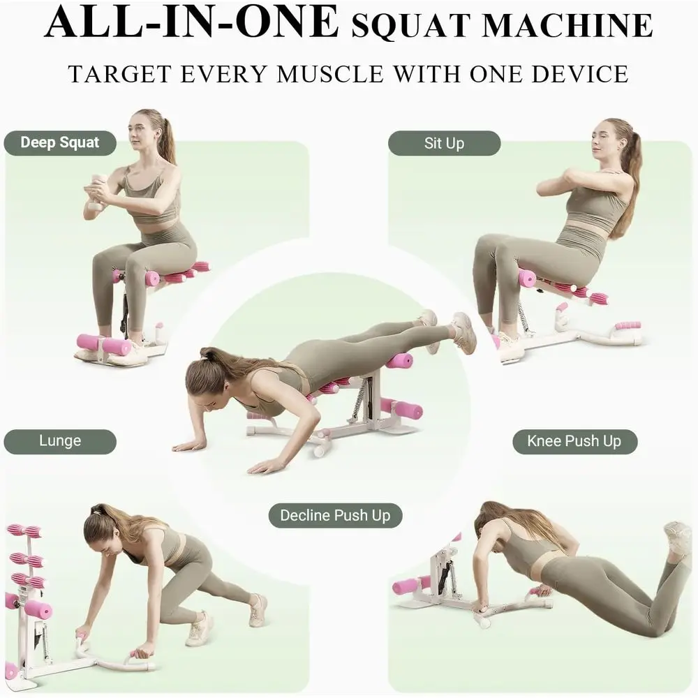 Women Deep Squat Machine With Adjustable Resistance Bands, Home Gym Trainer For Glute, Leg, Core And Abdominal Exercise_voghion.com