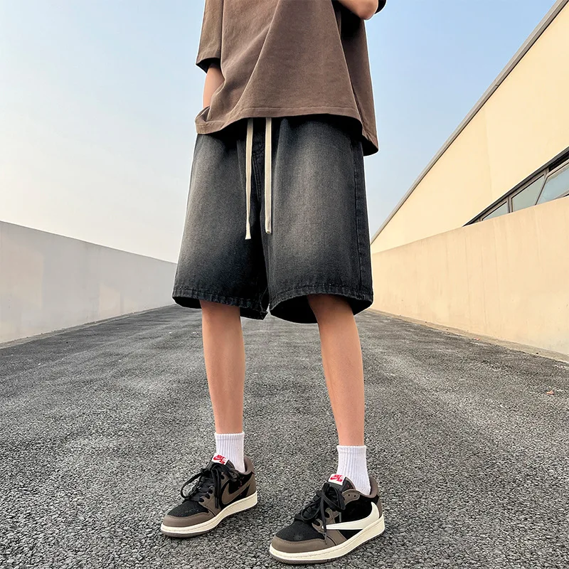 2024 fashion Summer New Trendy Versatile Casual Washed Denim Short Pants for Men Denim shorts men's clothing