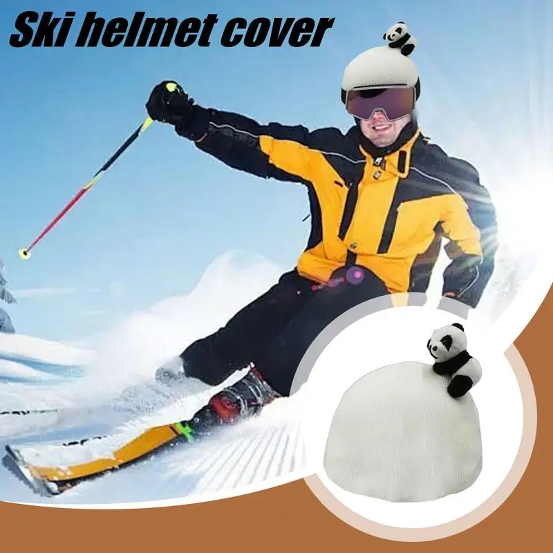 Ski Helmet Cover Cute Skiing Helmet Covers with panda Decoration Outdoor Snowboard Sports Flannel fabric Helmets Accessories