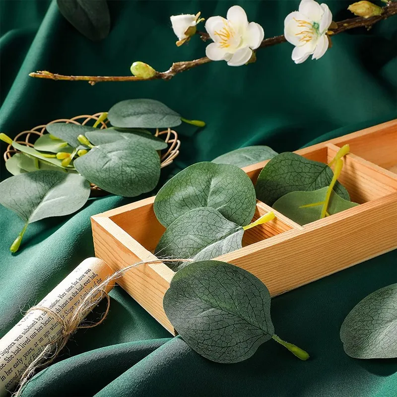Tanio 500 sztuk liście eukaliptusa sztuczny eukaliptus płatki sztuczne liście dla DIY sklep