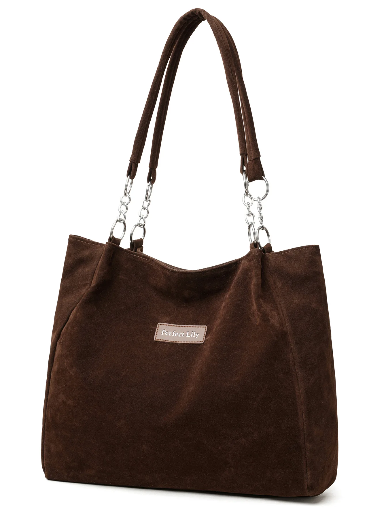 European American Herbst Winter große Kapazität Wildleder Damentasche, Vintage Handtasche Damen Umhängetasche, Retro Faux Wildleder Tragetasche – Detail 9