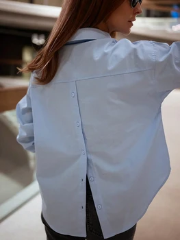 Spring/Summer 2026 New Arrivals Women's Casual Resort Solid-Colour Back-Button Shirt Fashion Streetwear Everyday Wear 1