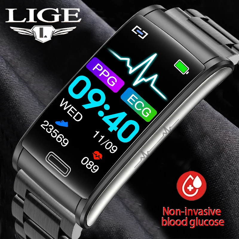 LIGE Smart Watch Men Noninvasive Blood Glucose ECG Blood Pressure
