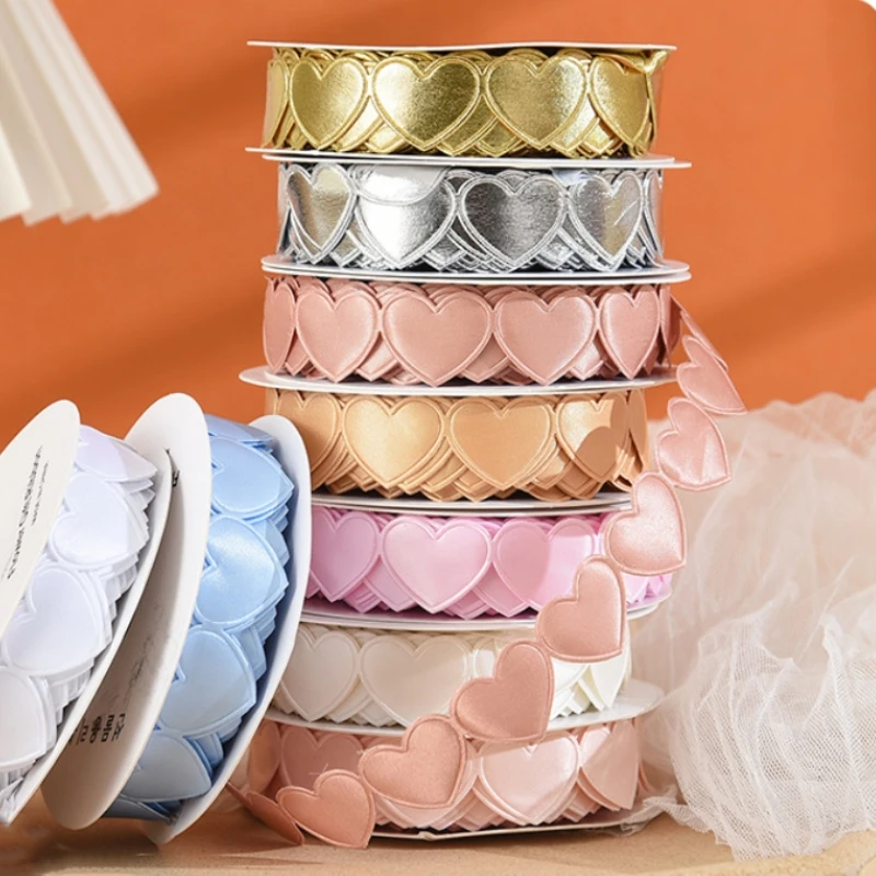 

9m Embossed love Ribbon Polyester Peach Heart Colorful Ribbon Valentine's Day Wedding Decoration Cake Gift Packaging Accessories