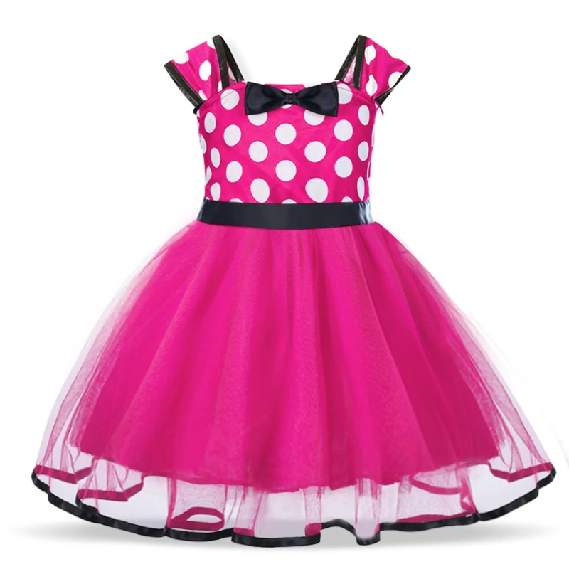 Cute Baby Girl Dress for 9M-4Yrs Children Summer Clothes Kids Minni Mouse Polka Dot Dress Girls Birthday Party Christmas Costume