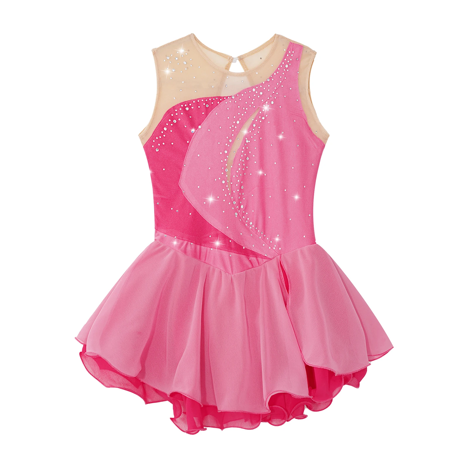 Children Ballet Gymnastics Leotard Dress Sleeveless Rhinestone Lyrical Dance Costume Girl's Dancewear Kids Figure Skating Dress for children dance leotards