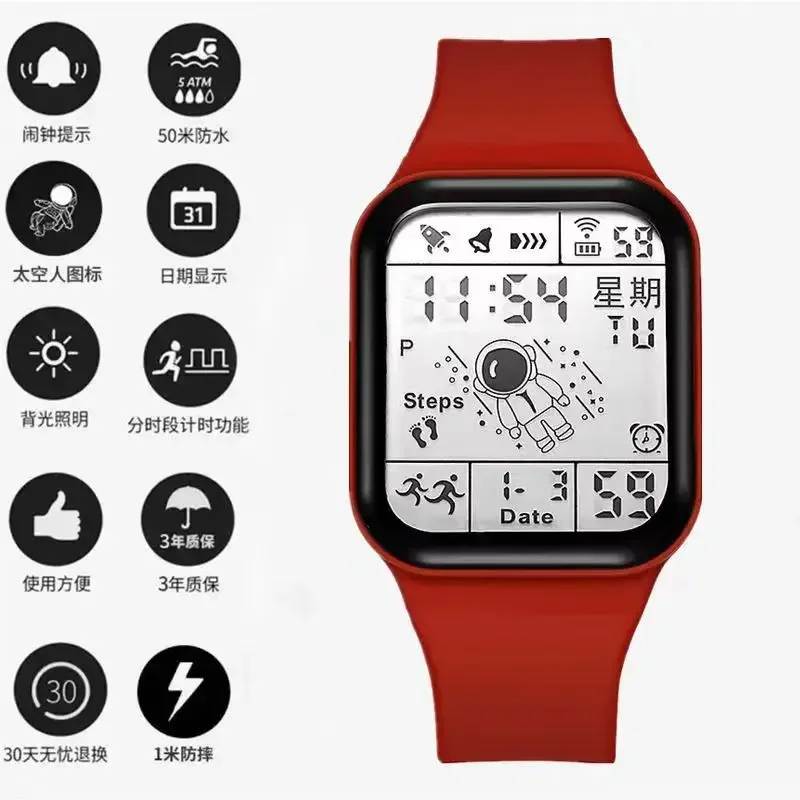 Sports Watch for Women Waterproof Multifunction Electronic Sport Watch Silicone Strap LED Digital Wristwatch Clock for Ladies