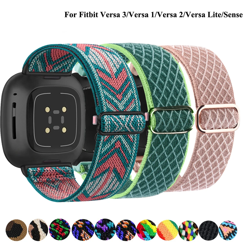 

Эластичный тканый ремешок-петля для Fitbit Versa 3 2 Versa Lite, регулируемый нейлоновый спортивный ремешок для часов, браслет для браслета Fitbit Sense