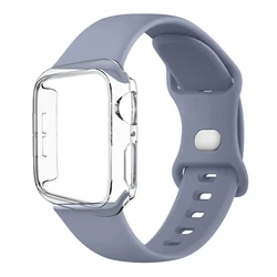 Versatile Protective Silicone Strap and PC Case for Apple Watch - Enhanced Durability and Style (Blue Gray)