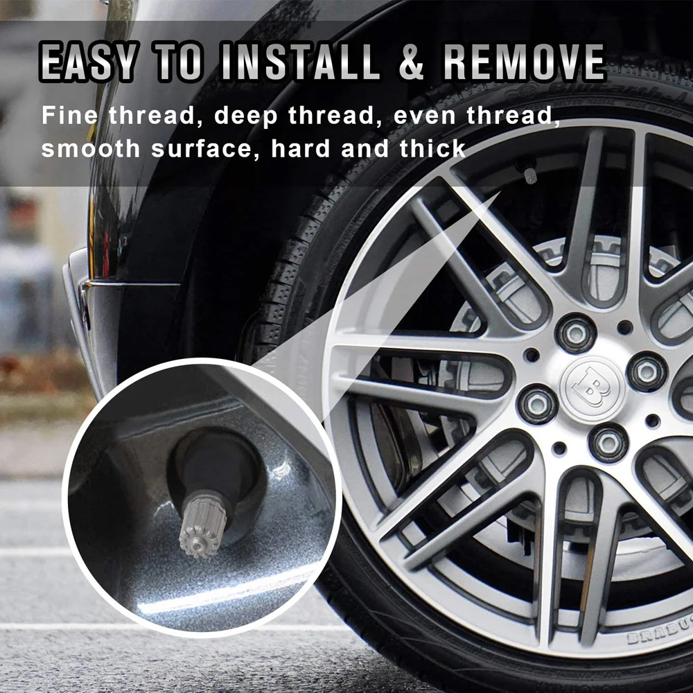 Premium Black & Grey Tire Valve Dust Caps - Durable Plastic Protection