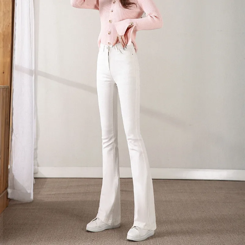 Casual High Waist Skinny Flare Jeans New Stretch Slim Korean Fashion Denim Pants Spring Fall Womens Elegant Chic Vaqueros