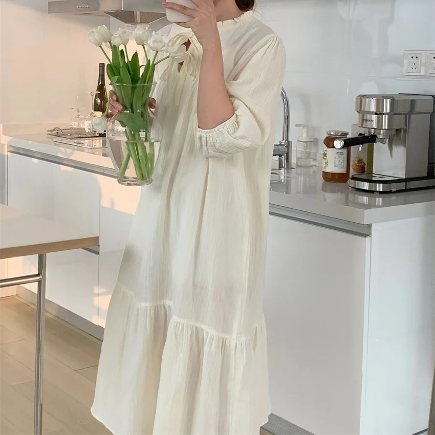 

Весенне-летний женский пижамный комплект, белая домашняя одежда для девочек, новая Пижама 2023, длинная цельная Пижама, домашняя одежда