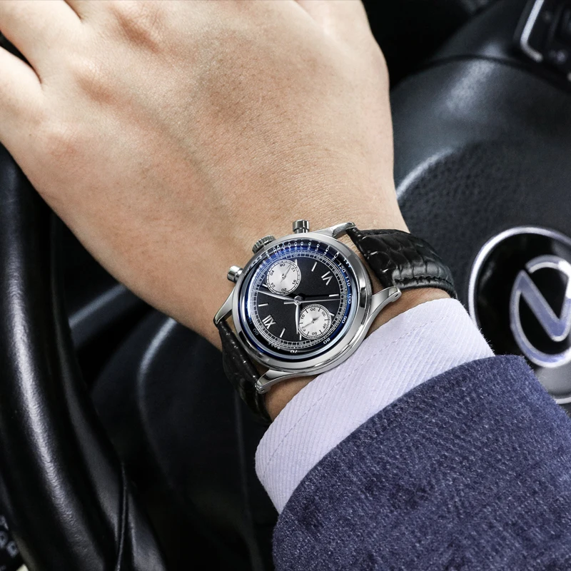 ADDIESDIVE Business Men's Quartz Watch VK64 Multifunctional 24 Hour Chronograph Watches 100m Dive Bubble Mirror Glass Wristwatch