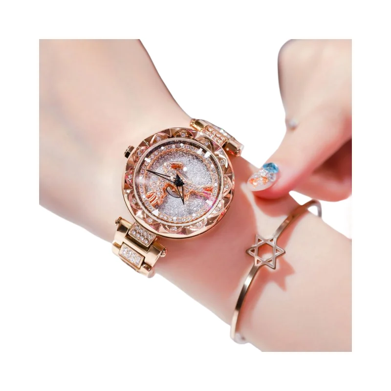 Luksusa sieviešu viens briedis Has You Diamonds Lielisks krāsains augstas elegants niša Valentīna dāvanu kvarca pulkstenis_voghion.com