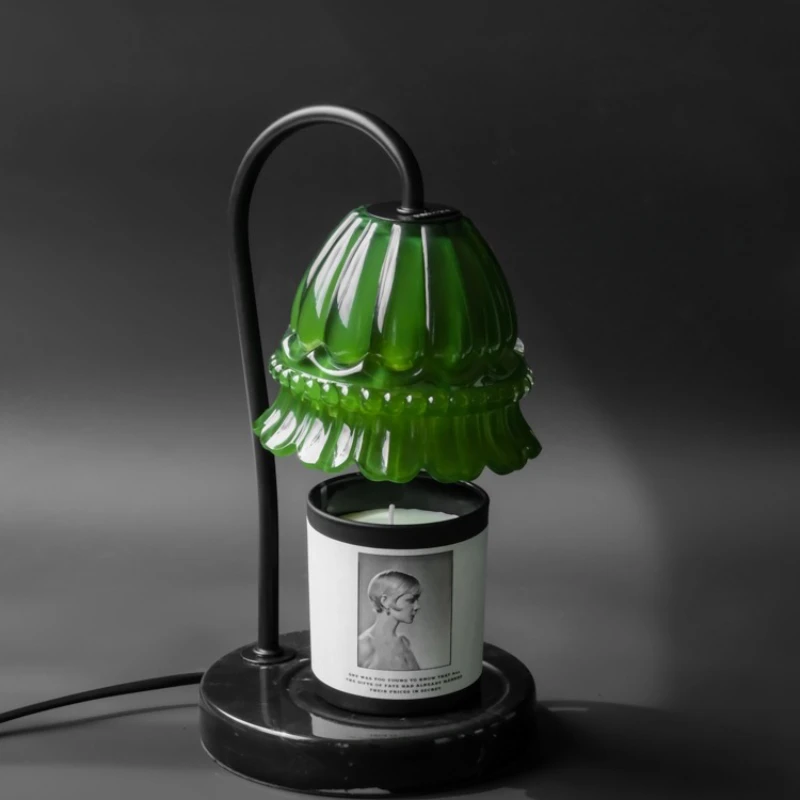 

Medieval Emerald Lily of the Valley Aromatherapy Marble Wax Melting Lamp/Bedside Small Table Lamp Greenhouse