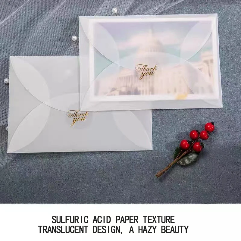 80pcs Petals Blank Translucent Envelope Sulfate Paper DIY Postcard Card Storage Creative Wedding Festival Invitation Packing