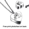 Print Photo Custom Name Memorial Keepsake Jewelry Stainlesss Steel Heart Pendant Chain Pet Urn Necklace Dog Cat Ashes Locket 1
