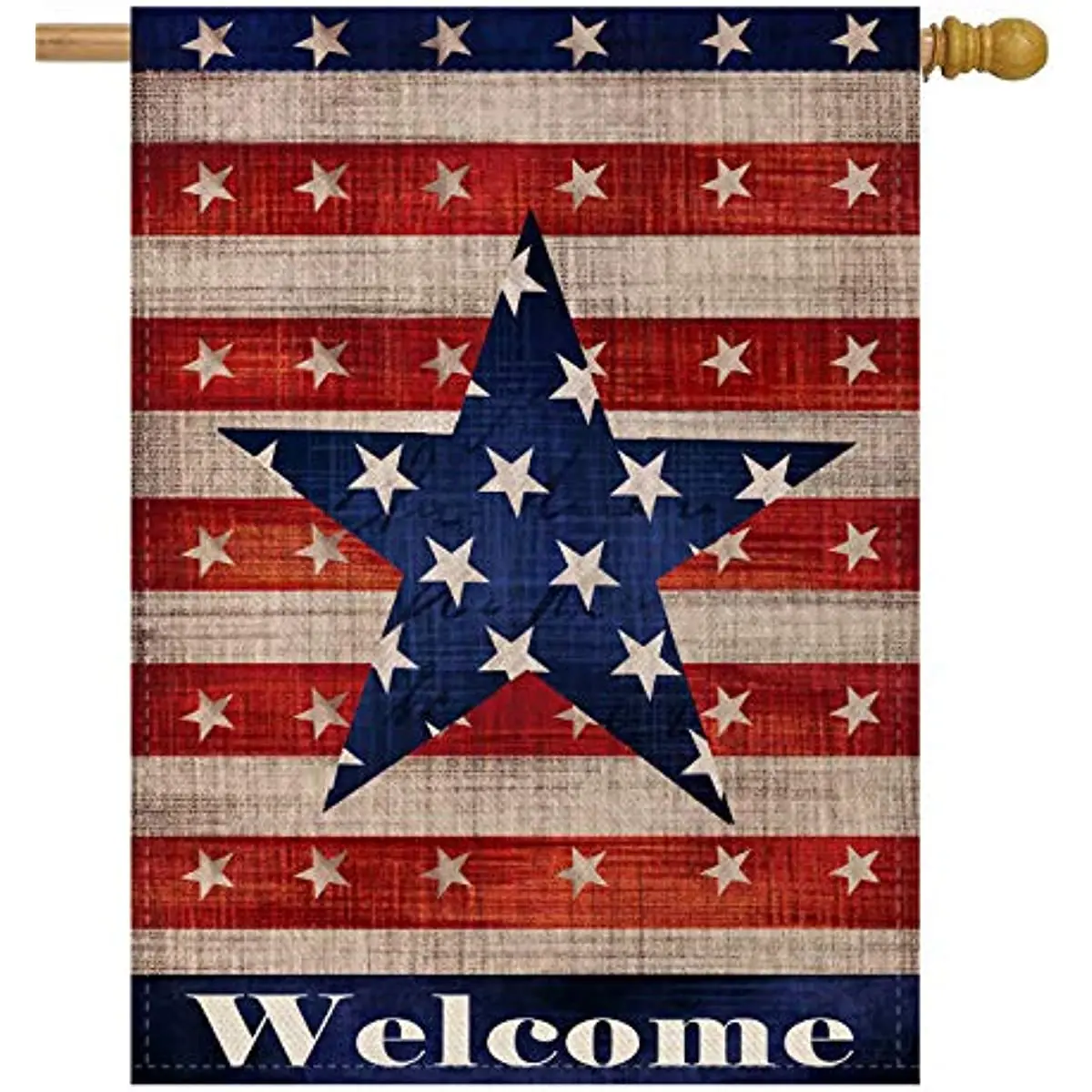 

New Home Decorative Large 4th of July Patriotic Star Memorial Day House Flag Double Sided, Welcome Quote House Yard Decor