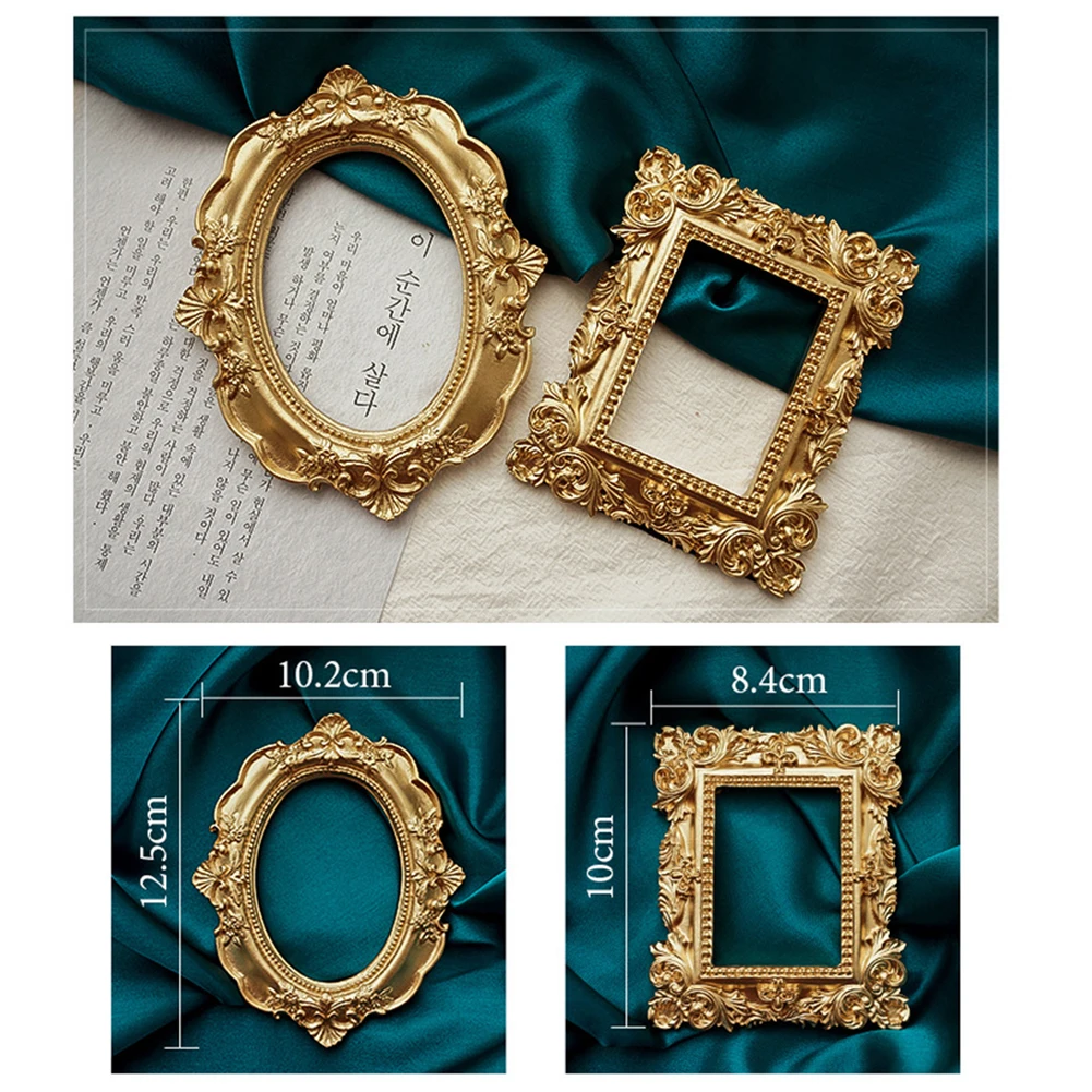 Golden Vintage Photo Frame Photography Backdrop Props Still Life Shoot Studio Decoration for Jewelry Ring Earrings Fotografia
