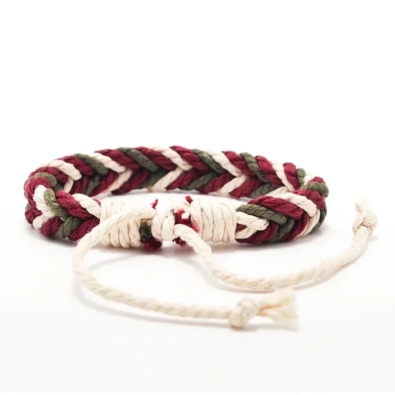 Retro Wave Rope Bracelet Men Mix-color Braided Handmade