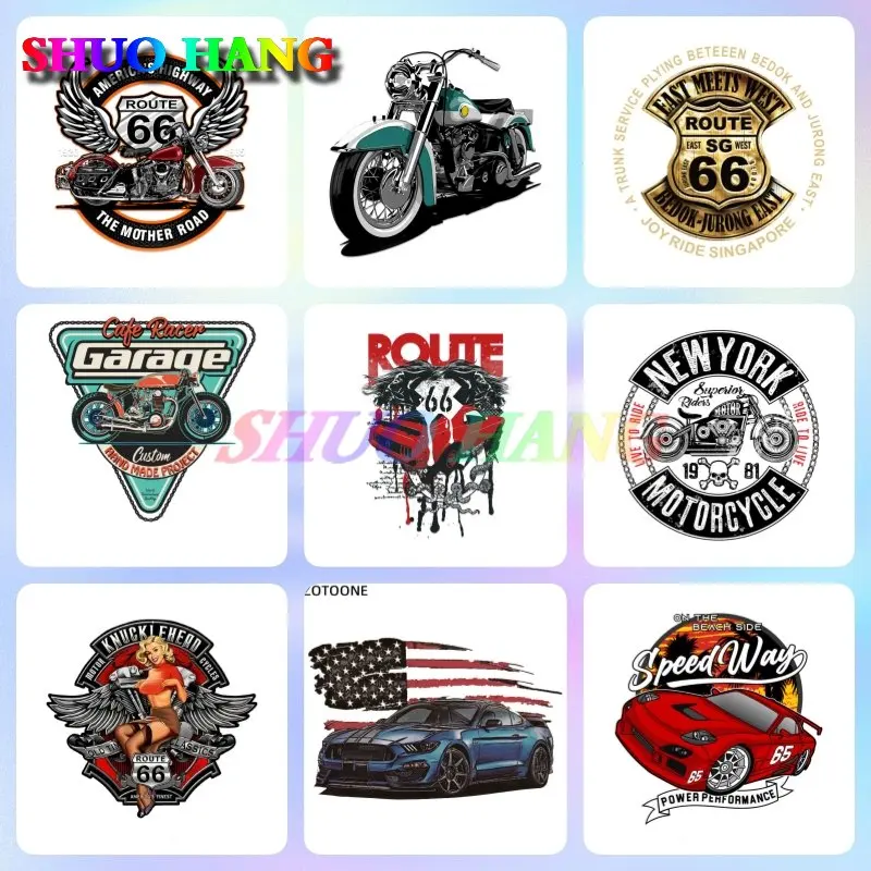 

Motorcycle Retro Biker on Punk Turbo Wings America's Highway Route's 66 on Transfers for Stickers Custom Racing Vinyl PVC