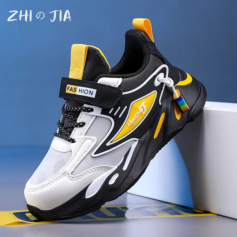 أحذية رياضية للأطفال شبكية تسمح بالتهوية ، أحذية جلدية كاجوال ، أحذية ركض خارجية ، اتجاه الموضة الشائعة ، الخريف ، الشتاء