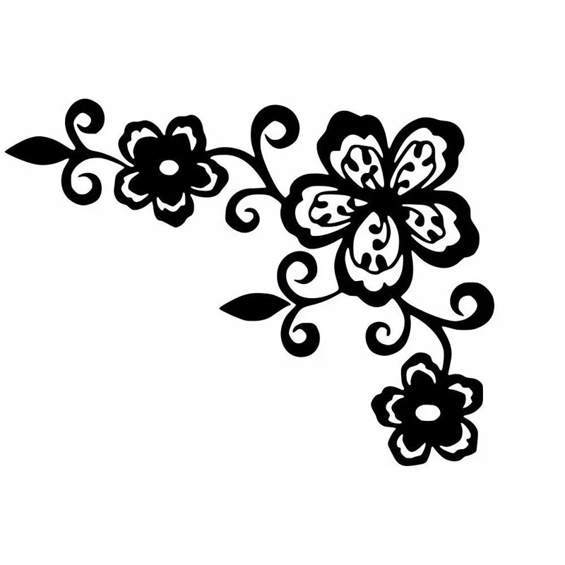 

Car Stickers Beautiful Flowers PVC Car Decoration Accessories Stickers Decals Waterproof Sunscreen Black/white,16cm*12cm