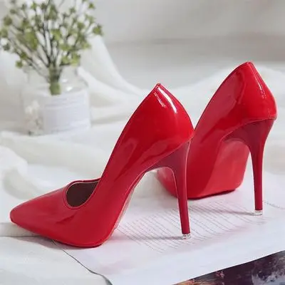 Shoes For Women 2022 Spring High Heel Pumps Sexy Foot Fetish Alternative Passion Sexy Red Bottom Pointed 10 CM Zapatos De Mujer red