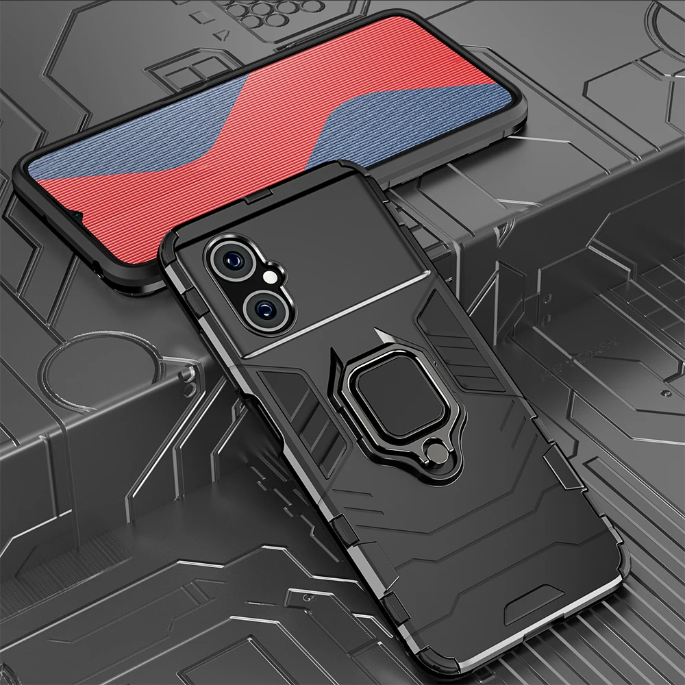 Custodia antiurto KEYSION per Xiaomi POCO M4 5G in silicone + PC con supporto ad anello in metallo per telefono cellulare per POCO M4 Pro 4G 5G_voghion.com