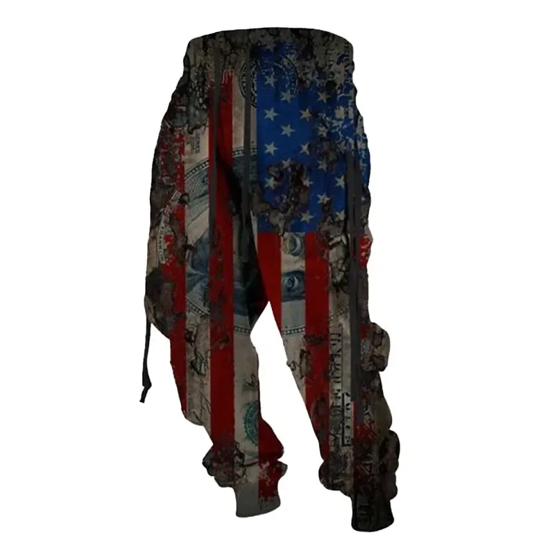 Men's Outdoor Hip-hop Y2k Pants Casual Chic Sweatpants Fashion Sports Autumn Winter Printing Jogging Ventilate Lace-up Trousers