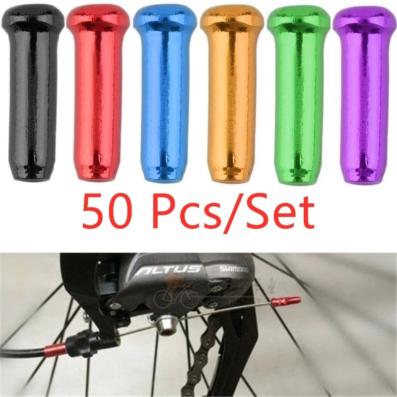 

50PCS MTB Bike Brake Cable Line Core Cap Bicycle Brake Shifter Inner Cable Tips Crimps Cycling Derailleur Shift Cable End Caps