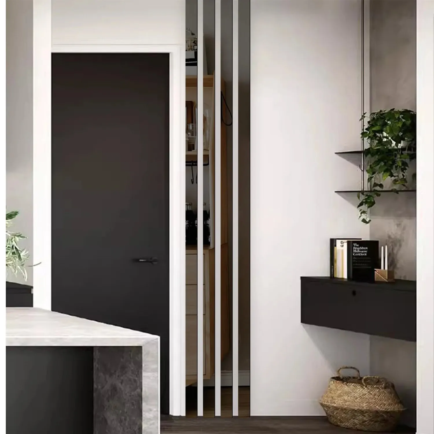 Wall Stickers 10pcs/lot 3D Long Striped Mirror Wall Sticker